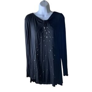 Miracle Body Beaded Shirt Womens Size Large Long Sleeves Stretch Pullover Top